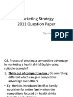 Marketing Strategy 2011 Question Paper: Gaurav Yadnik