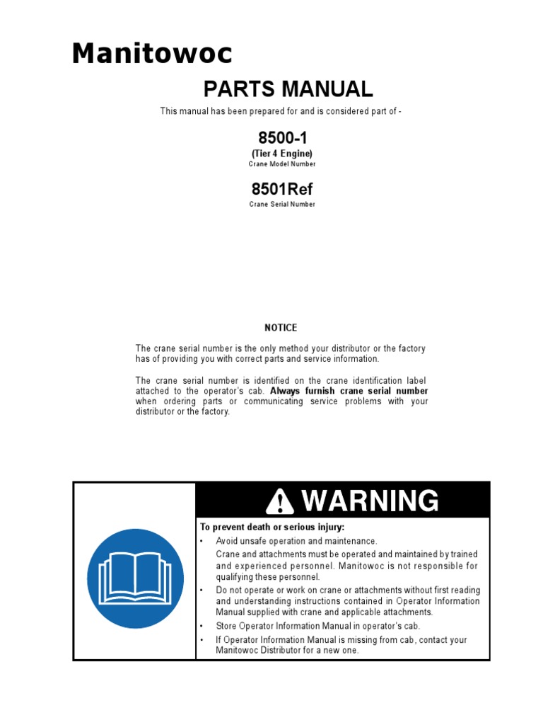 Manitowoc 8500-1 Parts Manual.pdf | Switch | Electrical Connector