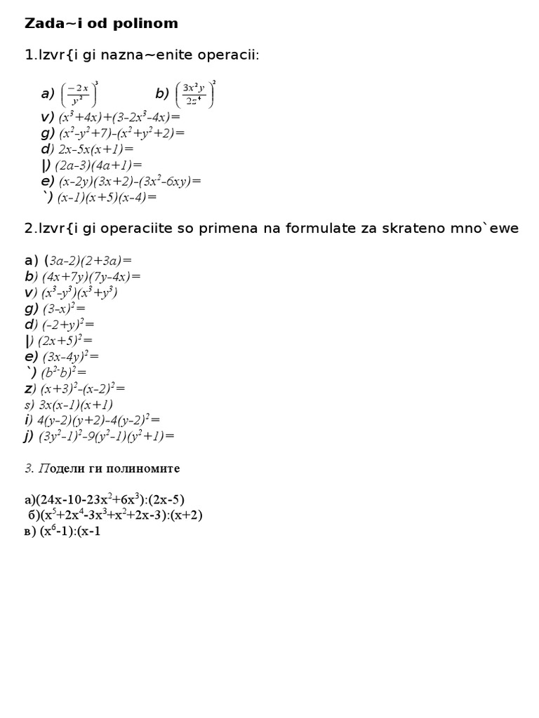 Zadaci Od Polinomi Za Fb Pdf