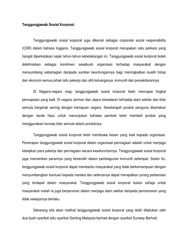 Tanggungjawab Sosial Korporat Pdf