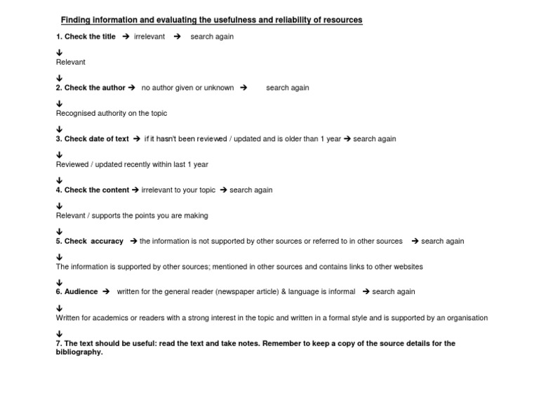 Evaluating Resource Reliability Guide | PDF | Wellness