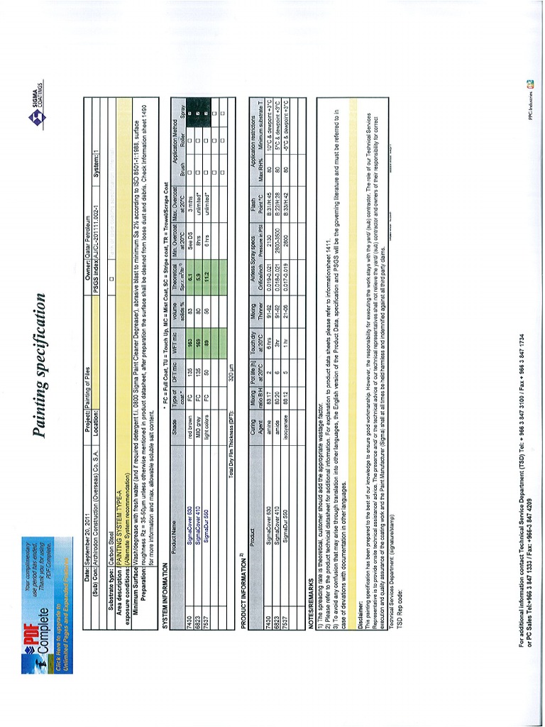 Coating Specification | PDF