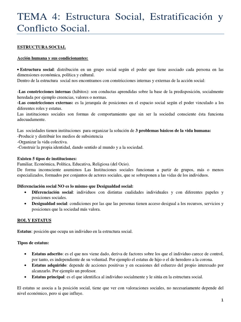 Sociologia, Tema 4 | PDF | Desigualdad social | Discriminación y ...