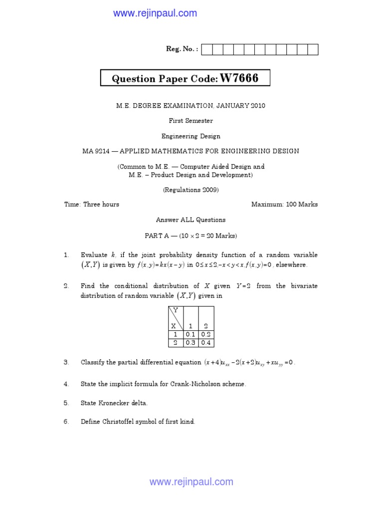 Applied Mathematics Exam Paper 2010 | PDF | Mathematical Analysis ...