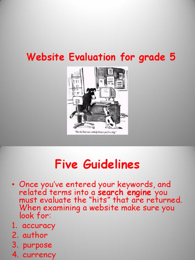 Website Evaluation For Grade 5 | PDF | Social Science | Computers