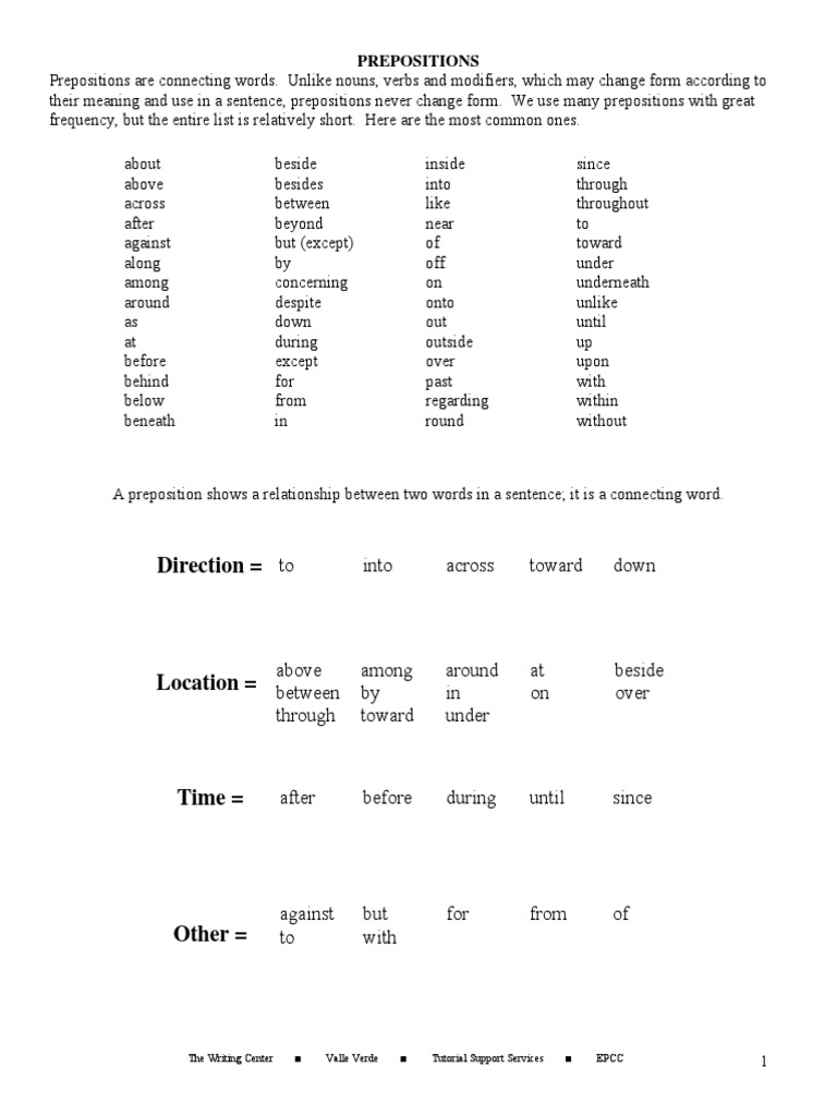 Prepositions | PDF