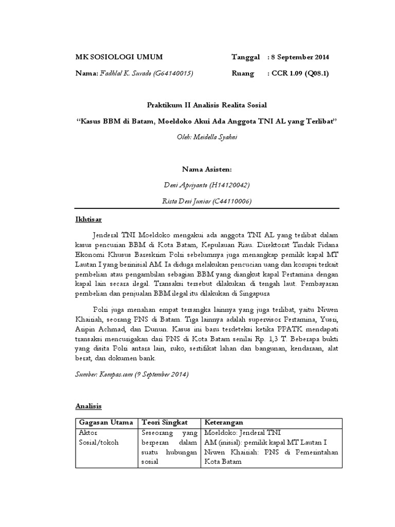 Praktikum Sosiologi Umum Tpb Ipb 2014 I