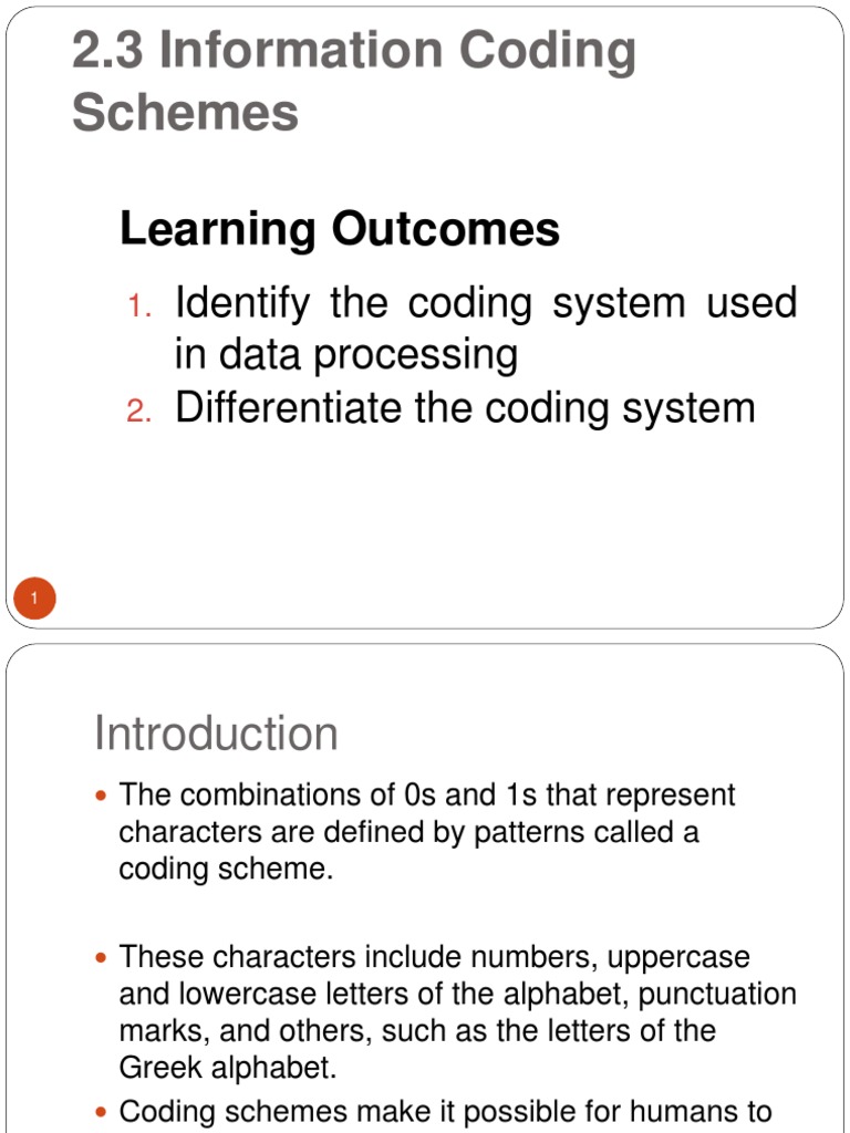 Lecture 2.3 Information Coding Scheme | PDF | Ebcdic | Ascii