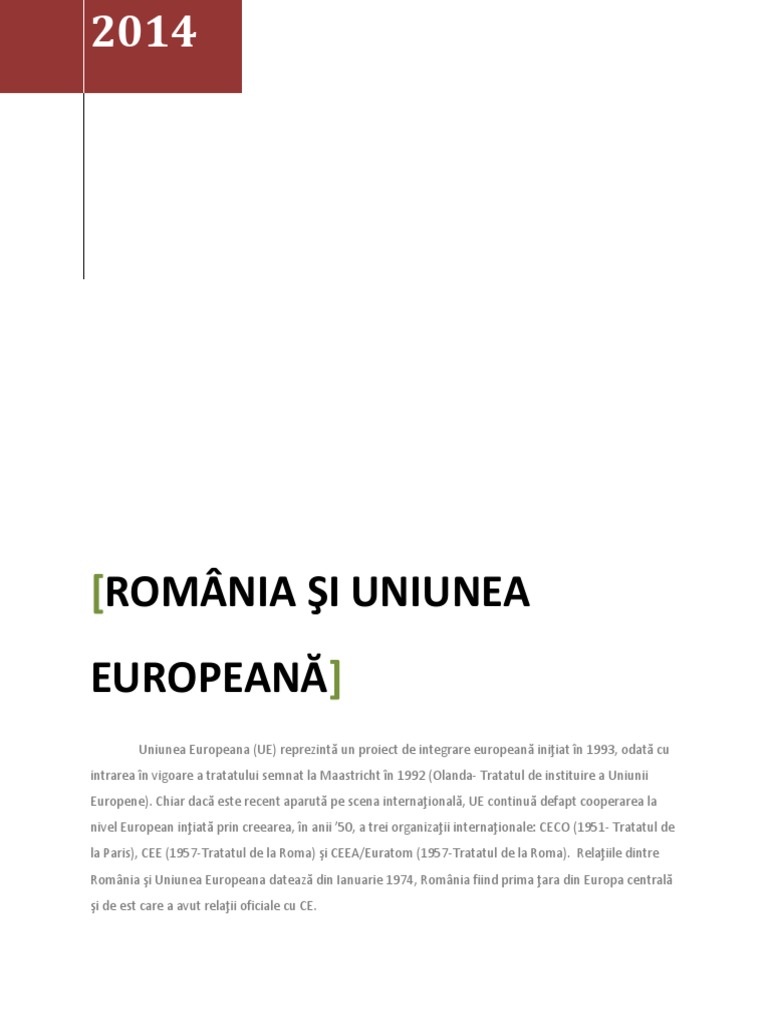 Romania Si Uniunea Europeana