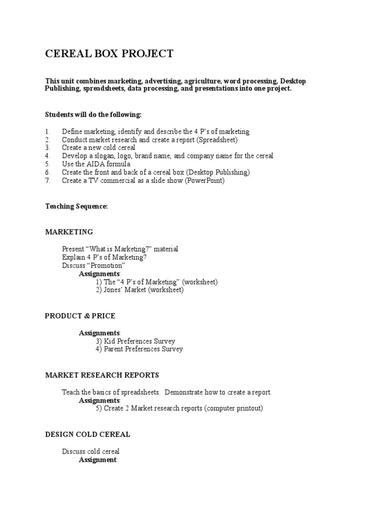 Cereal Box Project | PDF | Sales | Advertising