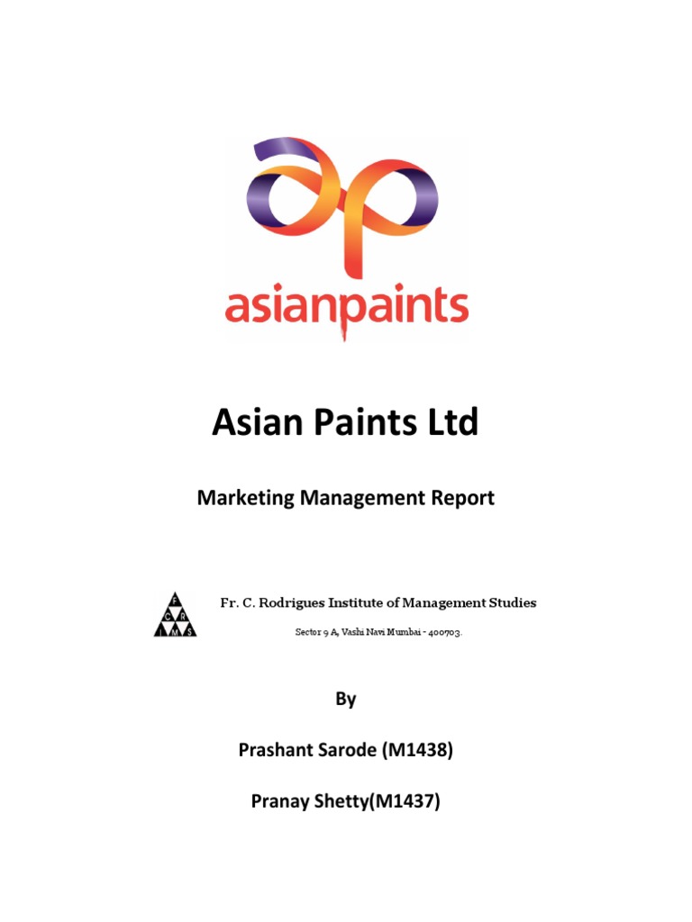 Asian Paints Marketing Management Report | PDF | Advertising | Business