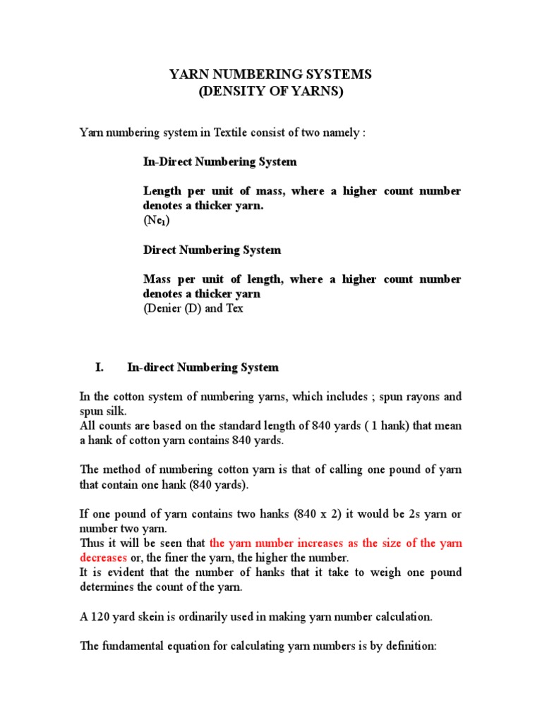 Yarn Numbering Sys PTT 5 | PDF | Yarn | Woven Fabrics