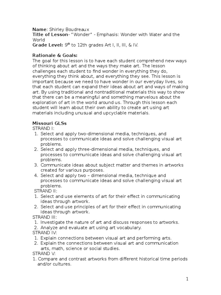Lesson Plan For Wonder | PDF | Papermaking | Paper