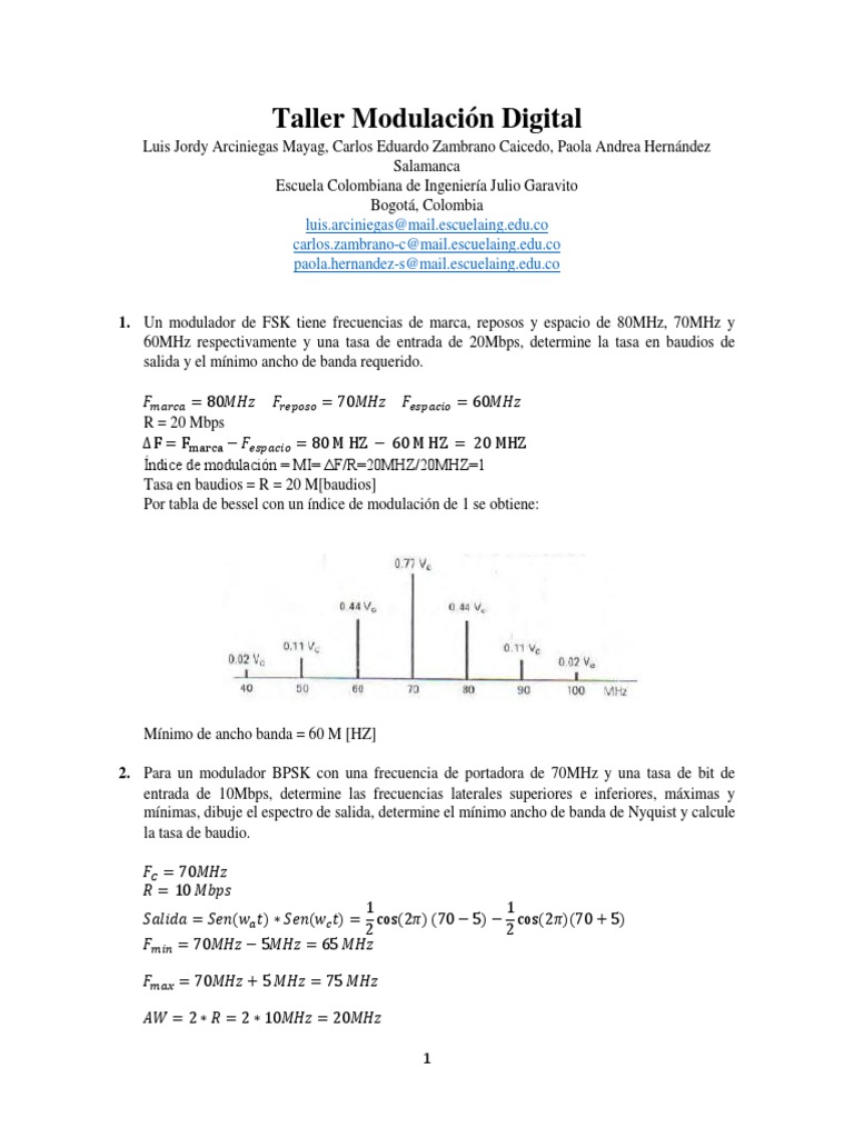 Taller de Modulación Digital y Tasa de Baudios | PDF | Ingeniería en ...
