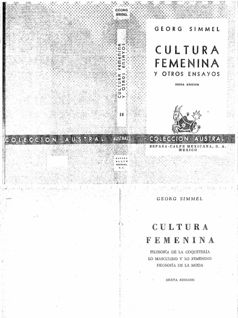 Georg Simmel - Cultura Femenina y Otros Ensayos | PDF