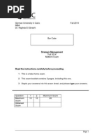 Strategic Management Midterm Exam Fall 2014