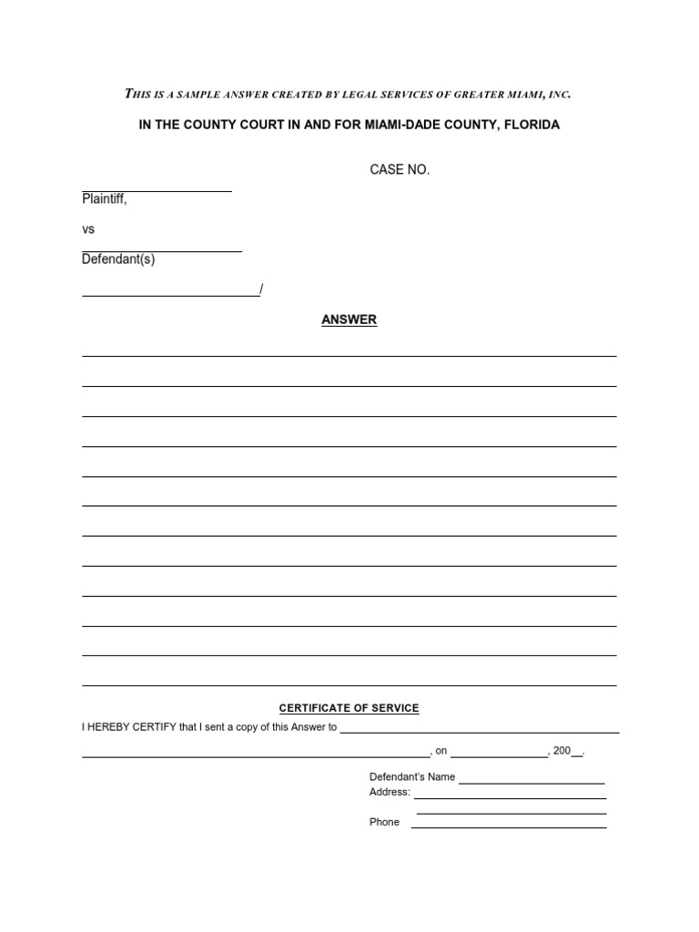 Sample Legal Answer Template | PDF | Law