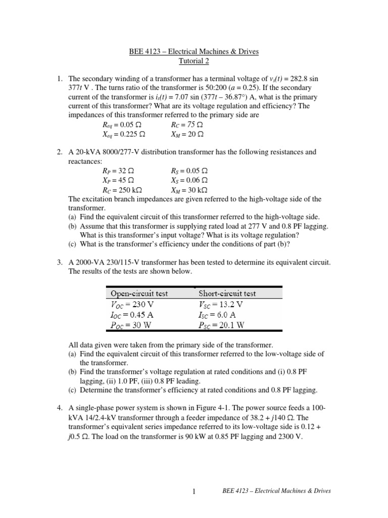 Tutorial 2 Transformers | PDF | Transformer | Electrical Impedance