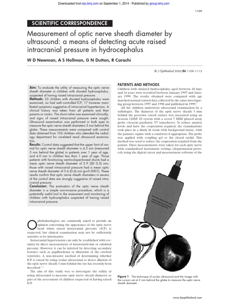 Measurement of Optic Nerve Sheath Diameter | PDF | Medical Specialties ...