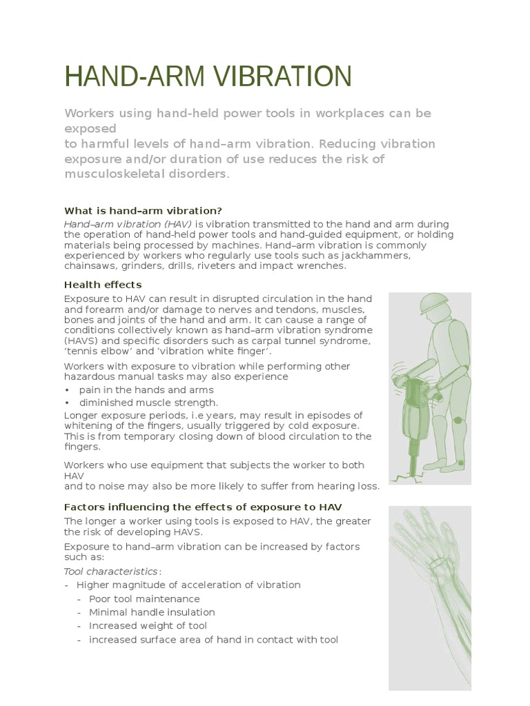 Hand Arm Vibration Fact Sheet Hand Arm