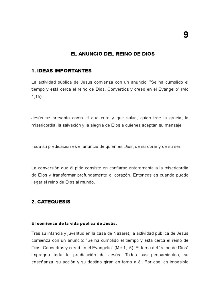 09 Texto El Anuncio Del Reino de Dios | PDF | Reinado y reino de dios ...