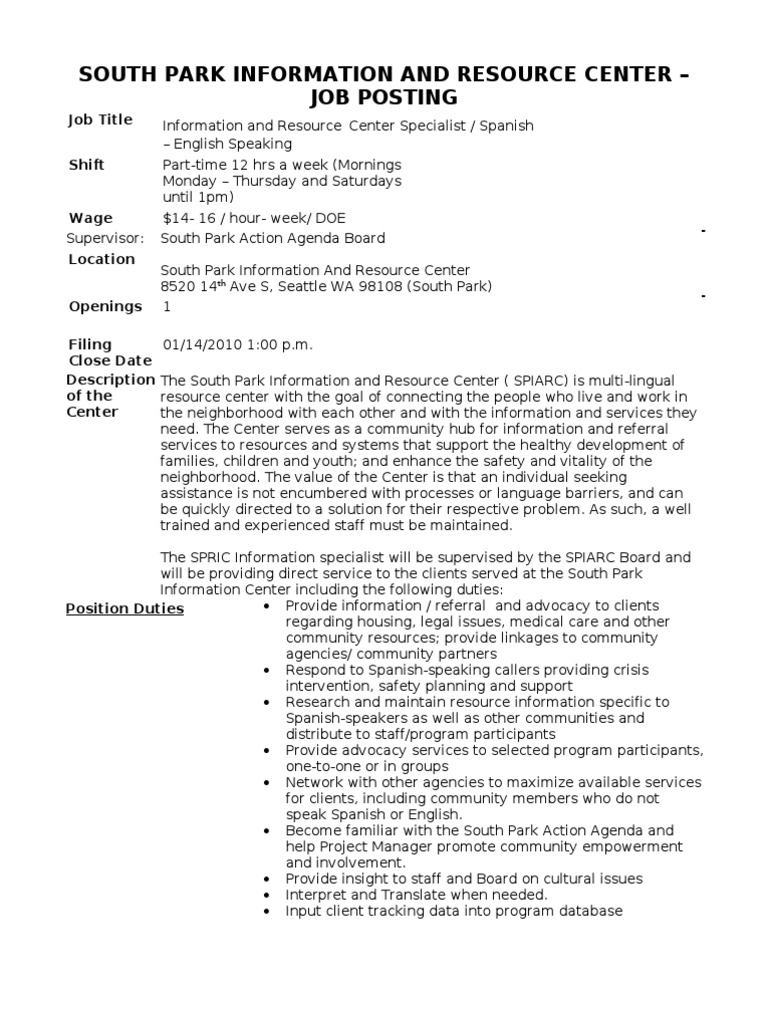 Info Center Specialist PDF Community Educational Technology