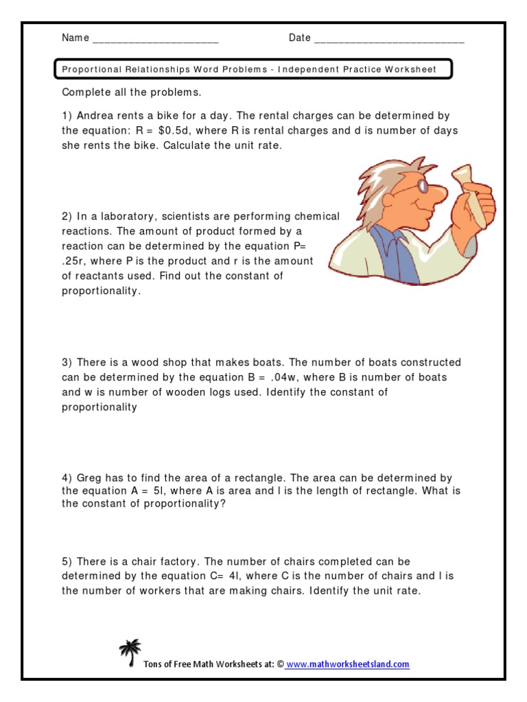 Proportional Word Problems Indy Worksheet | PDF