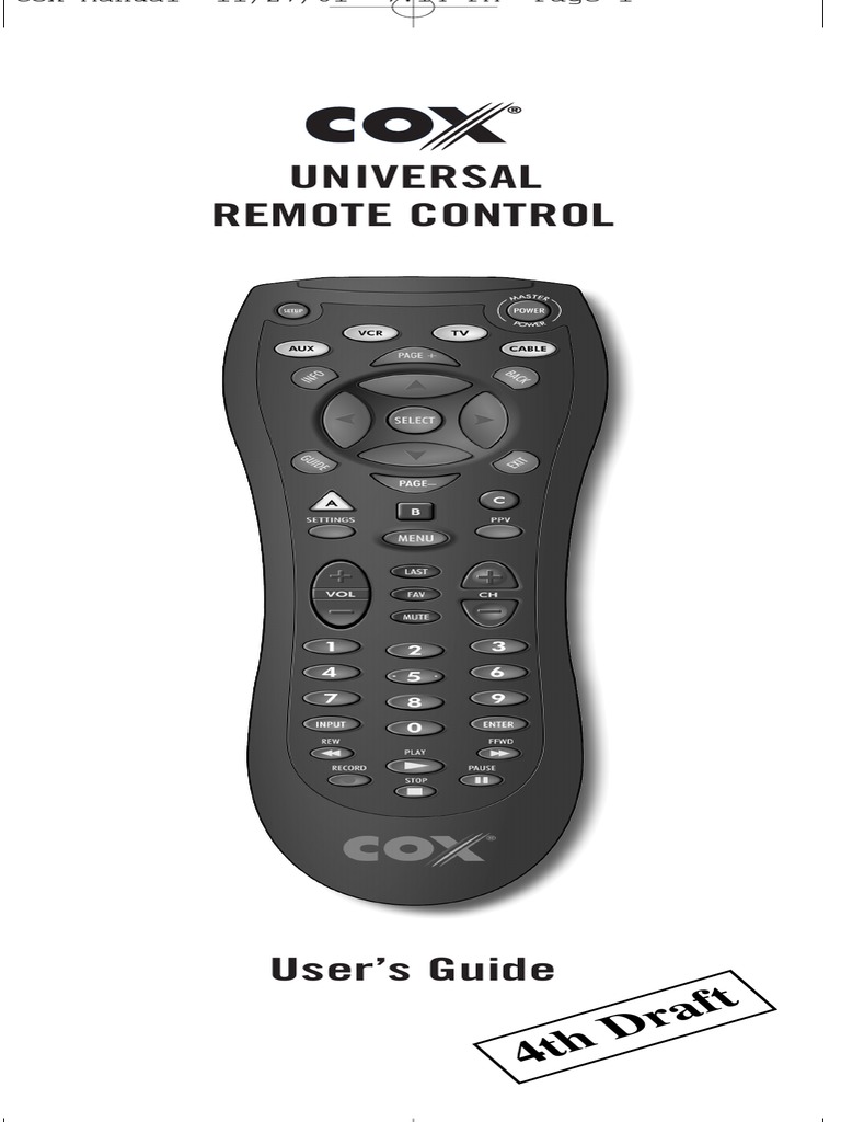 Black Cox Remote Manual and Codes Etc Remote Control Videocassette