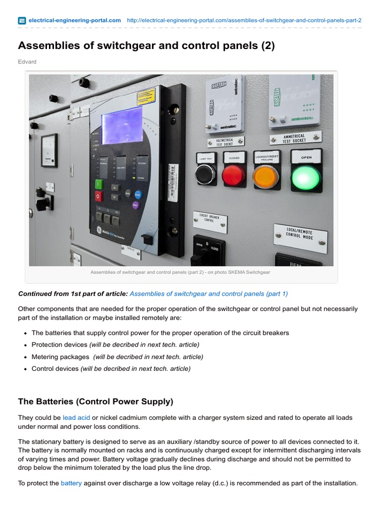 of Switchgear and Control