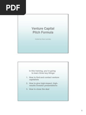VentureCapitalPitchFormula Handouts