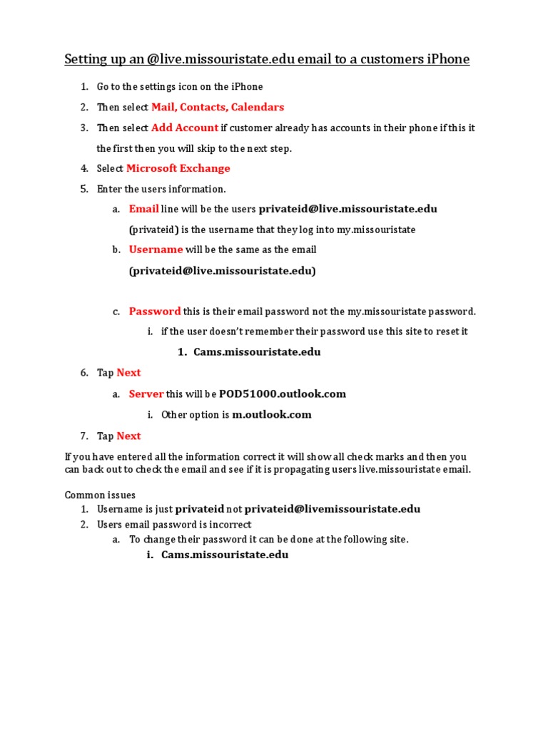 Setup Live Email on iPhone for MSU Users | PDF | Business | Social Science