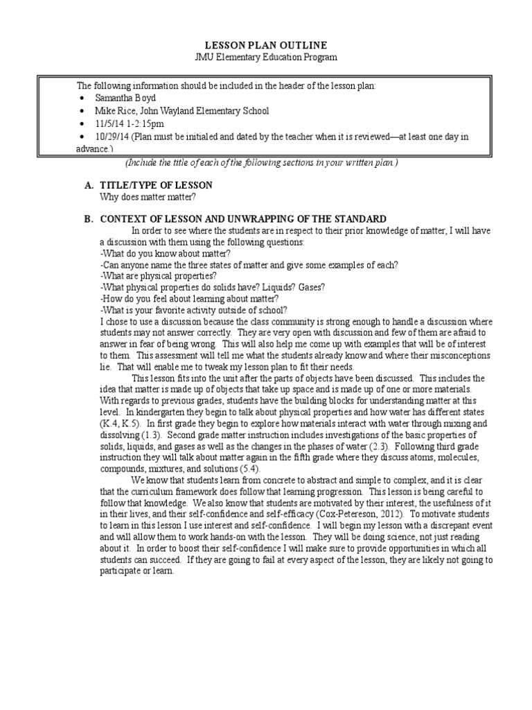 3rd Grade Science Lesson on Matter | PDF | Lesson Plan | Gases