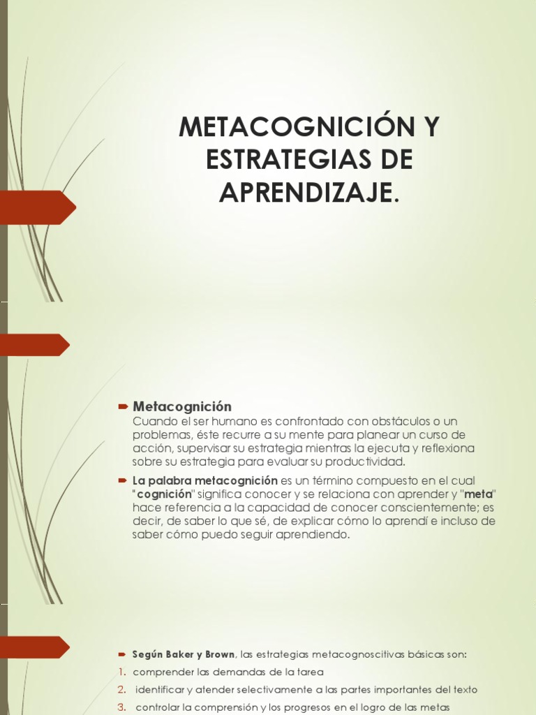 Metacognición y Estrategias de Aprendizaje | PDF | Neuropsicología ...