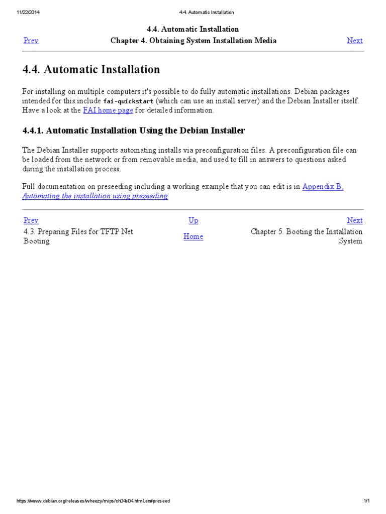 4.4 Debian Automatic Installation | PDF | Computers