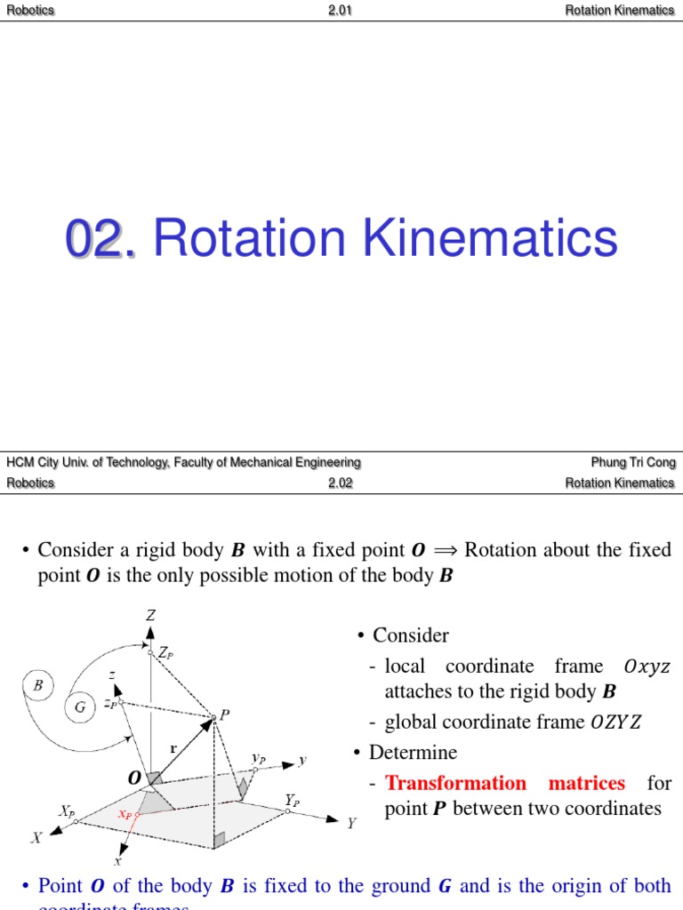 Rotation Kinematics in Robotics | PDF | Kinematics | Rotation