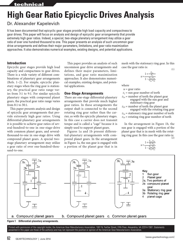 High Gear Ratio Epicyclic Drives Analysis | PDF | Gear | Transmission ...