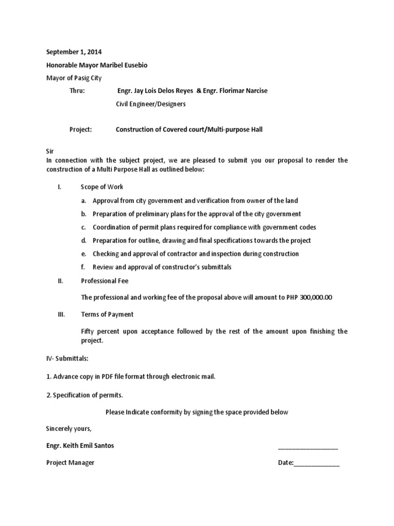 Proposal for Covered Court Construction | PDF | Government | Business
