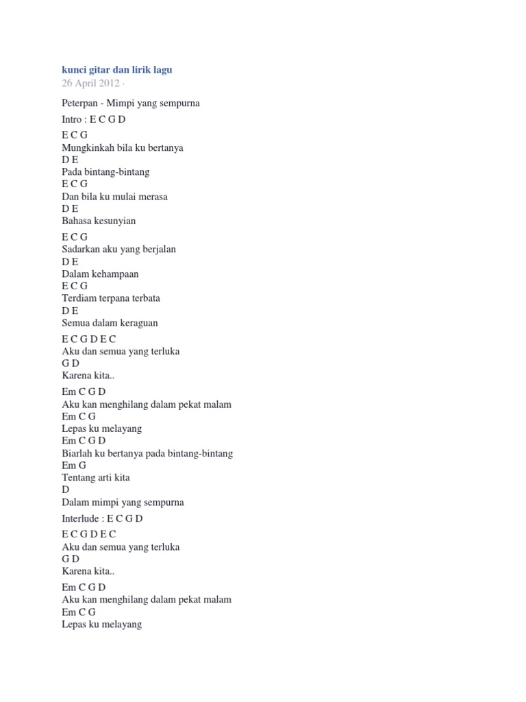 Kunci Gitar Dan Lirik Lagu Docx