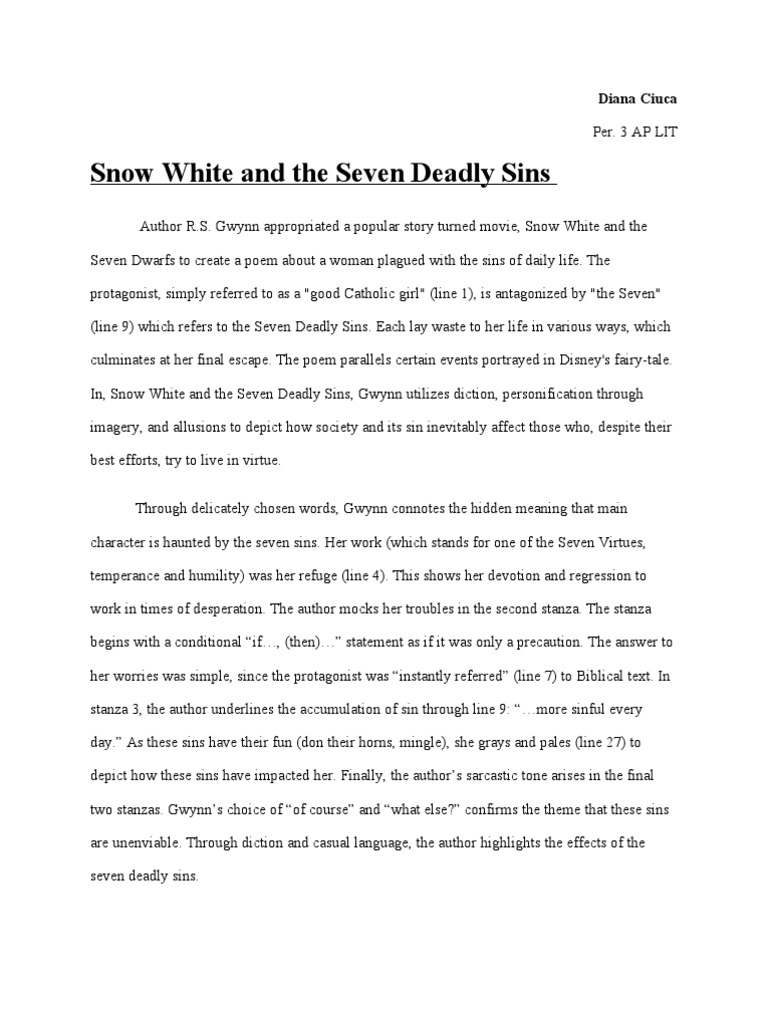 Snow White And The Seven Deadly Sins Seven Deadly Sins Christianity