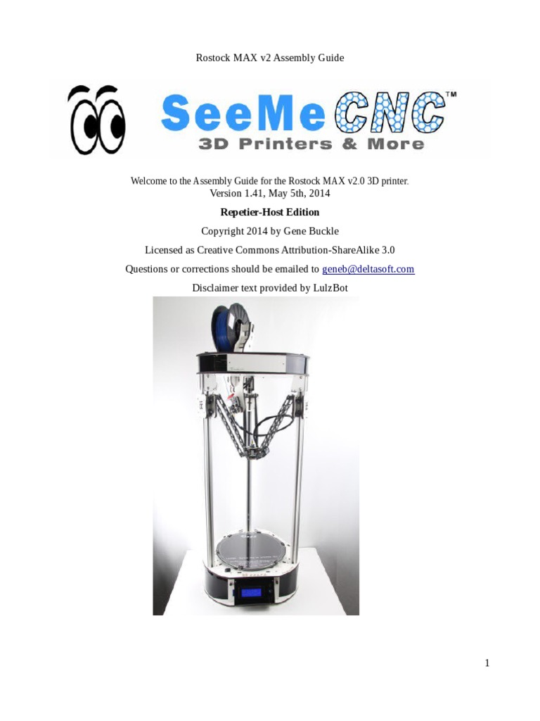 Rostock MAX v2 Assembly Guide PDF Electrical Connector Screw