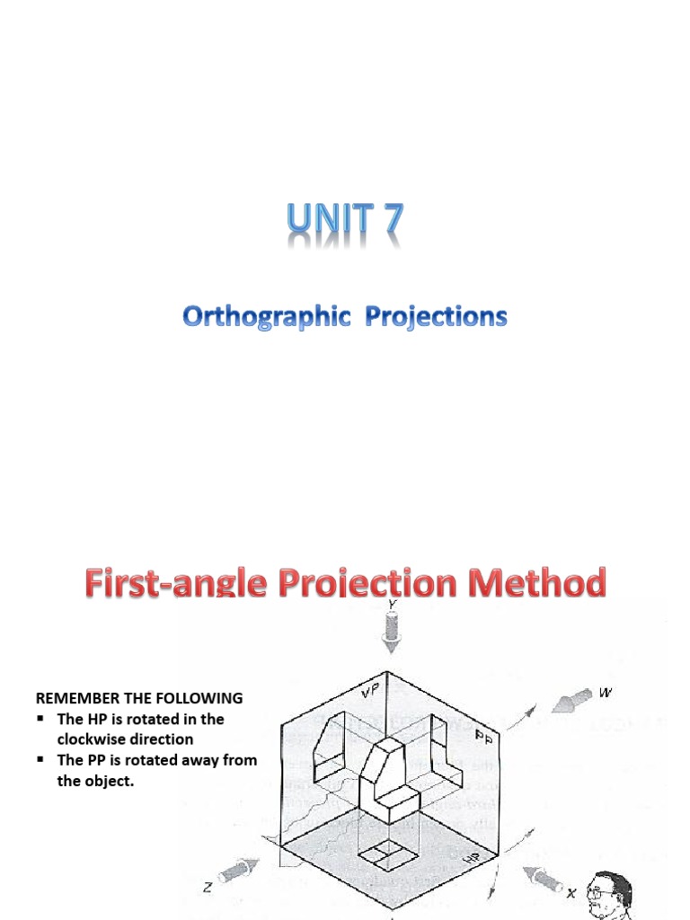 First Angle Orthographic Projection Guide | PDF | Drawing | Linear Algebra