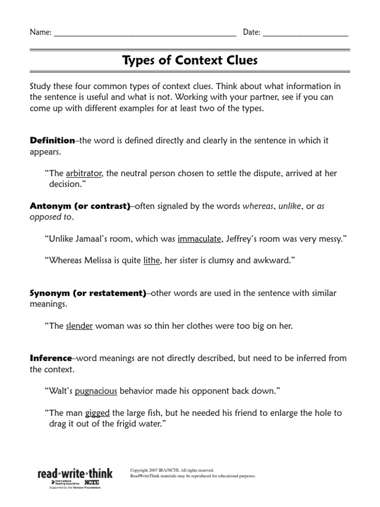 Types Context Clues | PDF