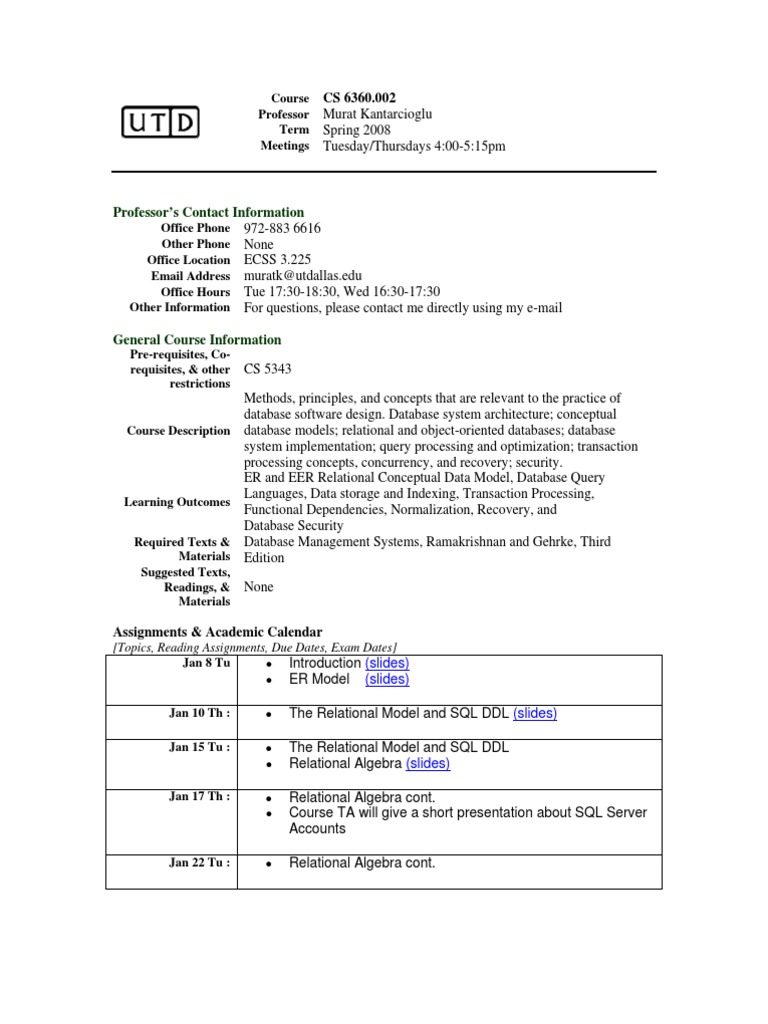 Utd Spring 2022 Calendar Ut Dallas Syllabus For Se6360.002.08S Taught By Murat Kantarcioglu  (Mxk055100) | Pdf