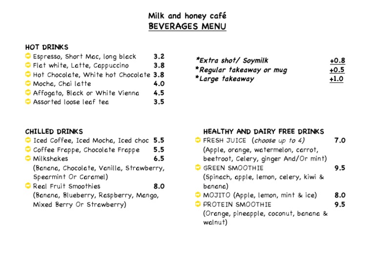 Drinks Menu Aa4 | PDF
