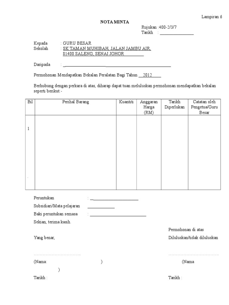 Nota Minta | PDF