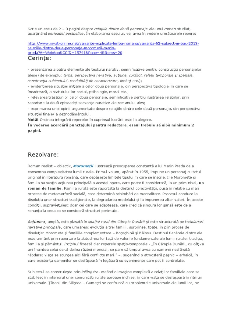 Relatia Dintre Doua Personaje Morometii
