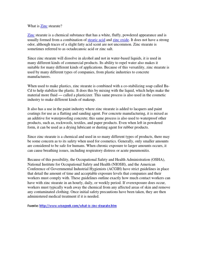 What Is Zinc Stearate PDF Plastic Polyvinyl Chloride