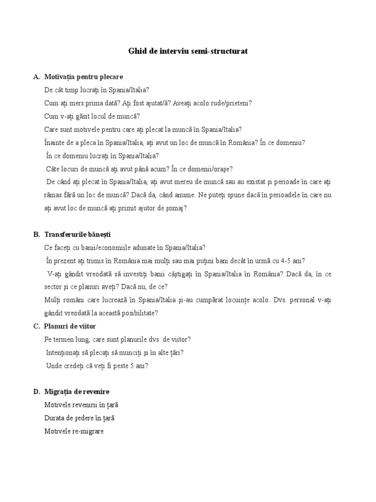Ghid de Interviu Semi-structurat