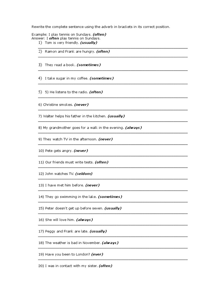 Position Adverbs of Frequency | PDF | Language Arts & Discipline