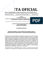 Ley Especial para La Dignificacion de Trabajadores Residenciales - G.O. #39.668 - Del - 06-05-11